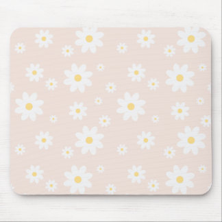Simple Classy White Daisy Floral  Mouse Pad