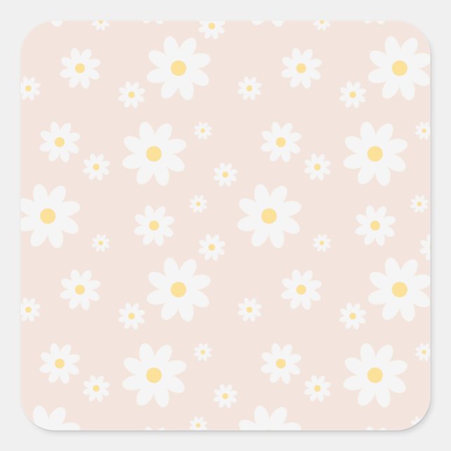 Simple Classy White Daisy Floral Square Sticker (Front)