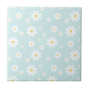 Simple Classy White Daisy Floral Tile