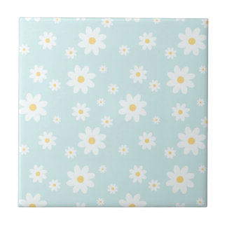 Simple Classy White Daisy Floral Tile