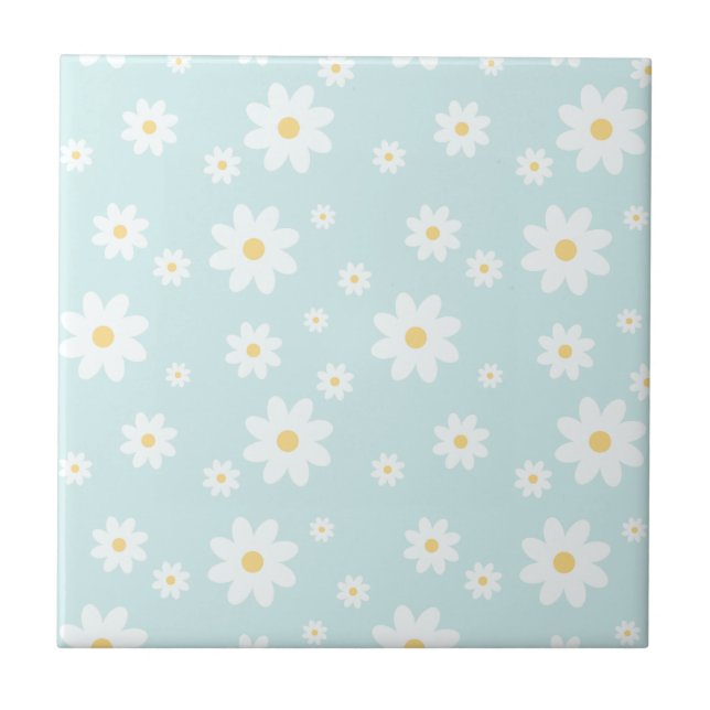 Simple Classy White Daisy Floral Tile (Front)