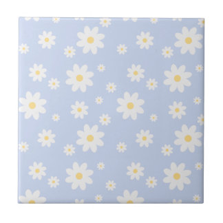 Simple Classy White Daisy Floral Tile