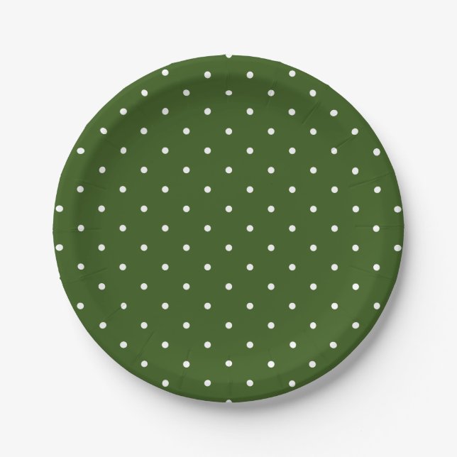 Simple & Classy White Spots on Green Paper Plates (Front)