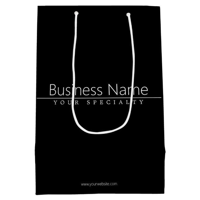 Simple Classy White Text on Black Medium Gift Bag (Back)