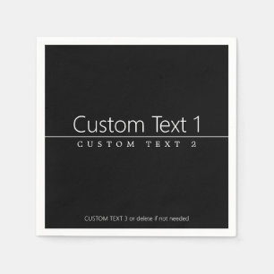Simple Classy White Text on Black Napkin