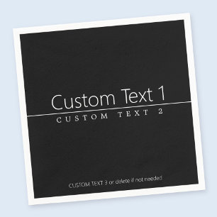 Simple Classy White Text on Black Napkin
