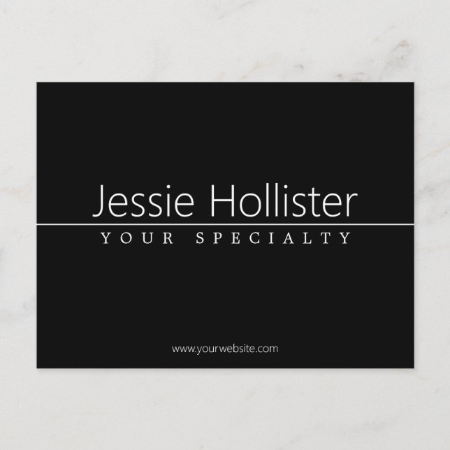 Simple Classy White Text on Black Postcard (Front)