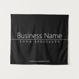 Simple Classy White Text on Black Tapestry