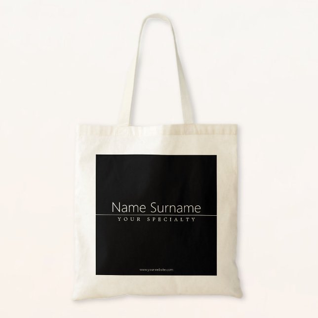 Simple Classy White Text on Black Tote Bag (Creator Uploaded)