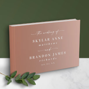 Simple Clay Terracotta & Blush Ombre Wedding Guest Book
