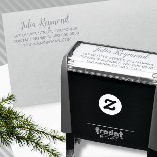 simple & clean address information grey (optional) self-inking stamp