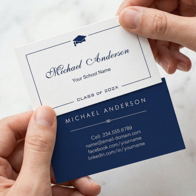 Simple Clean Black and White Graduation Name Card (Creator Uploaded)