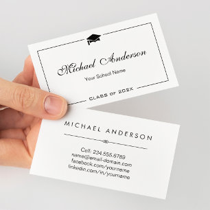 Simple Clean Black and White Graduation Name Card
