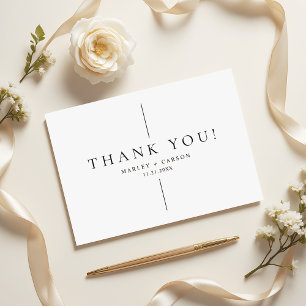 Simple Clean Black Line Modern Wedding Thank You Card