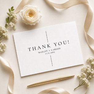 Simple Clean Black Line Modern Wedding Thank You Card