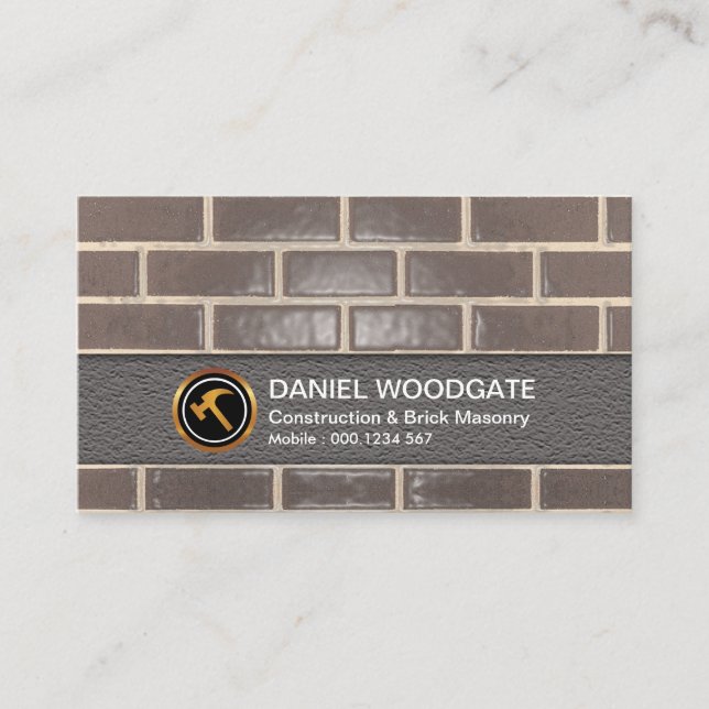 Simple Clean Brick Wall Masonry Construction Business Card (Front)