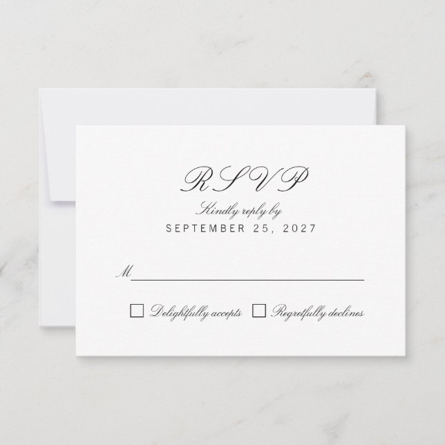 Simple Clean Chic Elegant White Response RSVP Card (Front)