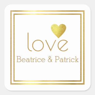 simple clean elegant love wedding square sticker