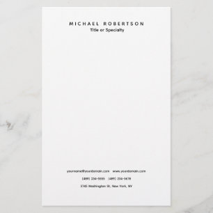 Simple Clean Elegant Modern Minimalist Black White Stationery