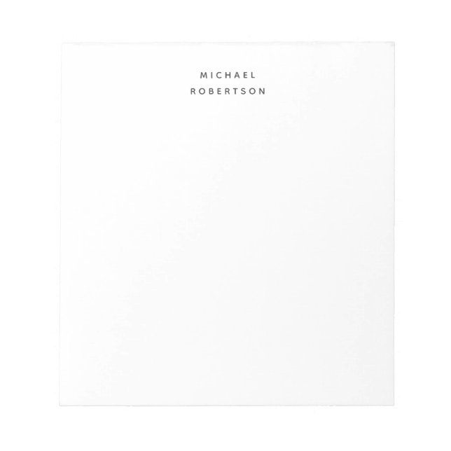 Simple Clean Elegant Modern Minimalist White Notepad (Front)