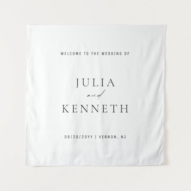 Simple Clean Elegant Wedding Welcome Sign Tapestry (Front (Horizontal))