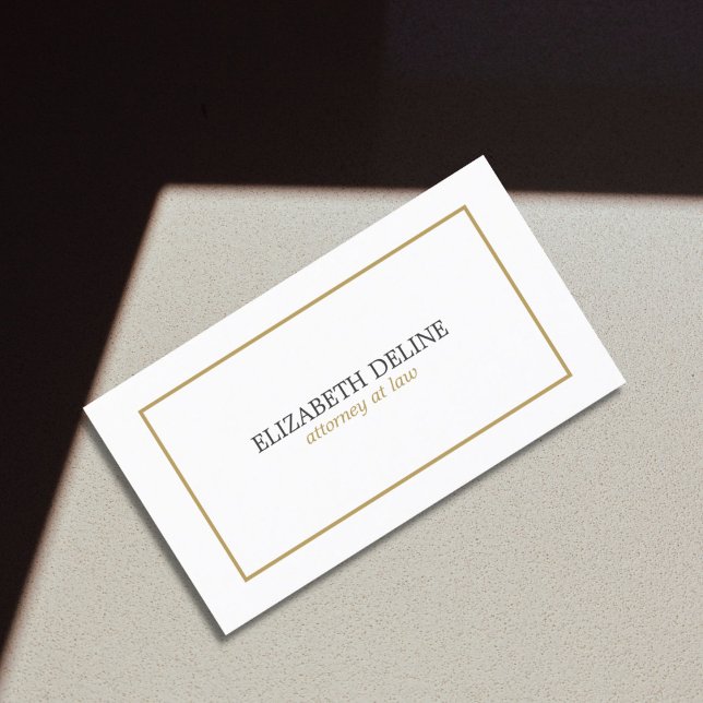 Simple Clean Elegant White Faux Gold Attorney Business Card (Creator Uploaded)