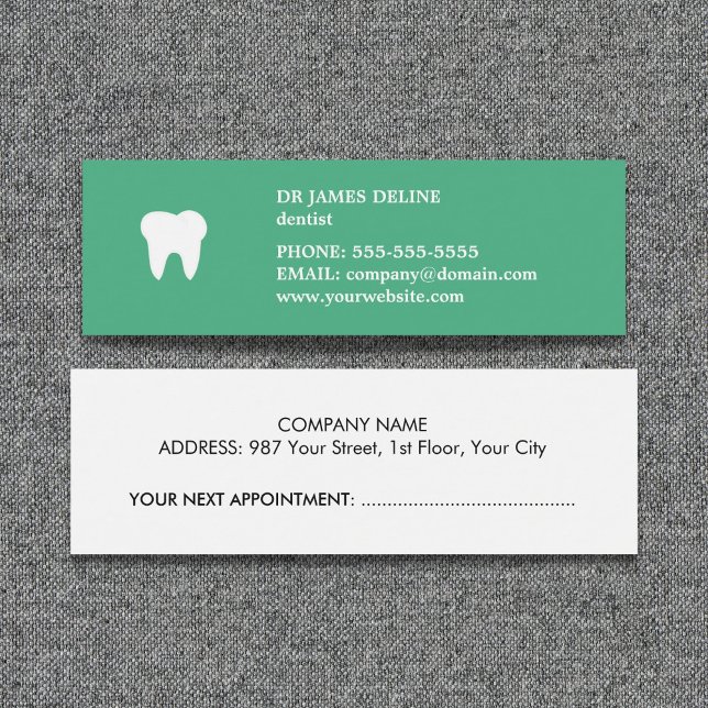 Simple Clean Green White Dentist Appointment Card (Creator Uploaded)