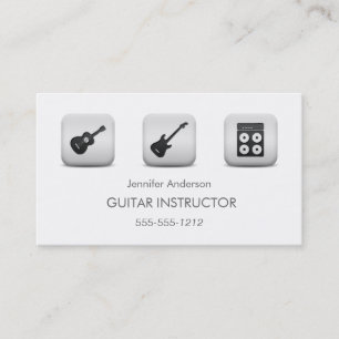 Simple Clean GUITAR Music Tutor Photo Collage Business Card