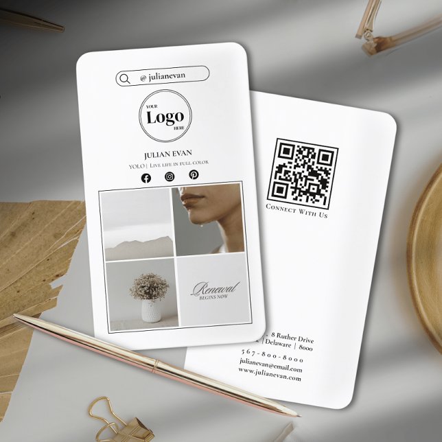 Simple Clean Instagram Photo Collage Business Card (Creator Uploaded)