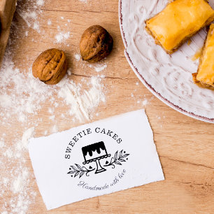 Simple, Clean & Minimal Style Bakery Cake Logo Rubber Stamp