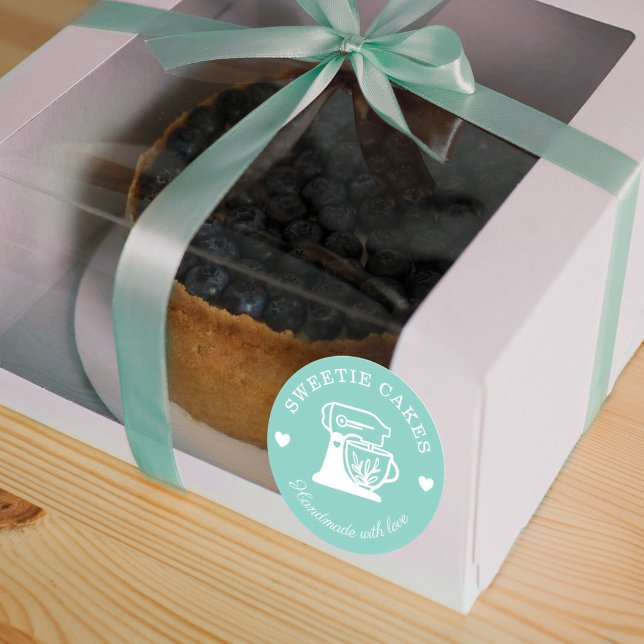 Simple, Clean & Minimal Style Bakery Stand Mixer Classic Round Sticker (Creator Uploaded)