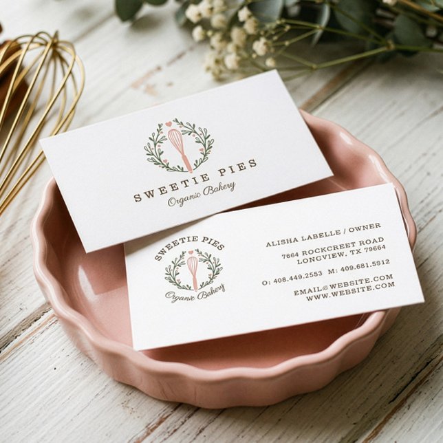 Simple, Clean & Minimal Style Bakery Whisk Logo Business Card (Simple, Clean & Minimal Style Bakery Whisk Logo Business Card)