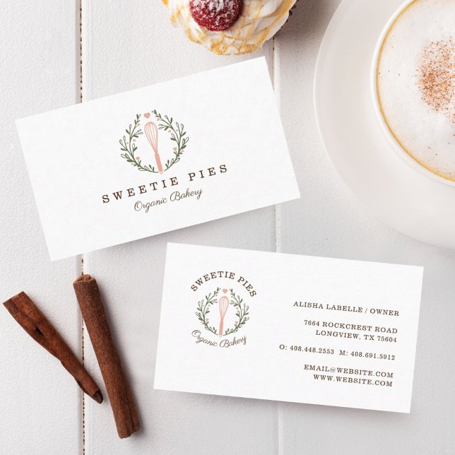 Simple, Clean & Minimal Style Bakery Whisk Logo Business Card (Creator Uploaded)