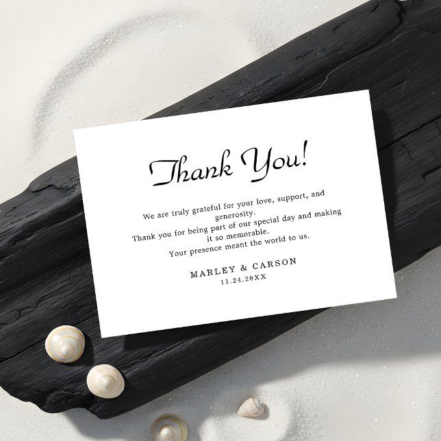 Simple Clean Minimalist Script Wedding Thank You Card (Creator Uploaded)
