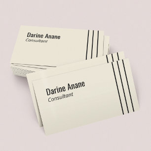 Simple Clean Off-White Cream Black Stripes Lines Business Card