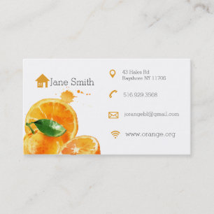 Simple clean orange fruit business cards