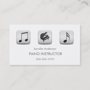 Simple Clean Piano Music Tutor Photo Collage Business Card