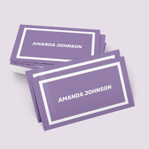 Simple Clean Purple White Border feminine girly  Business Card