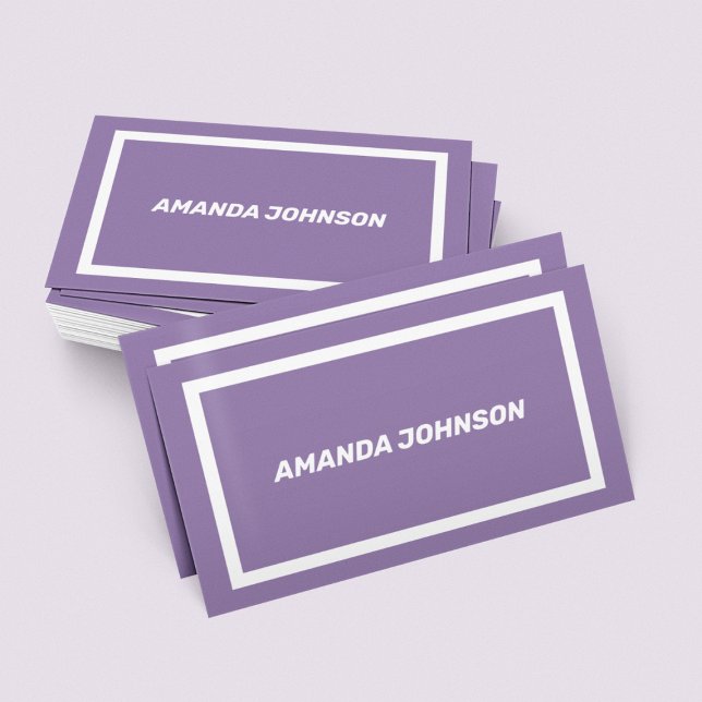 Simple Clean Purple White Border feminine girly  Business Card (Creator Uploaded)