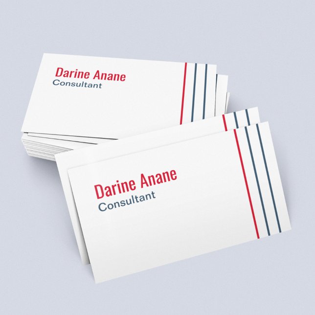 Simple Clean Red Blue & White Stripes Lines Business Card (Creator Uploaded)