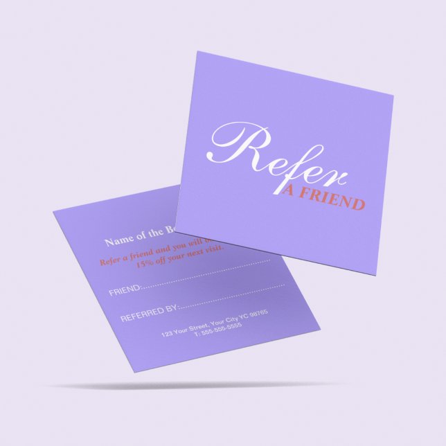 Simple Clean Refer a  Friend Pastel Blue Script  Referral Card (Creator Uploaded)