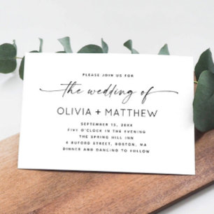 Simple clean script minimalist wedding + QR code Invitation