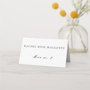 Simple Clean Spanish Language Boda Wedding Place Card