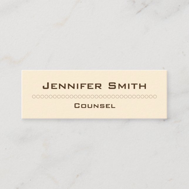 Simple & Clean Tan/Brown Counsel Business Card (Front)