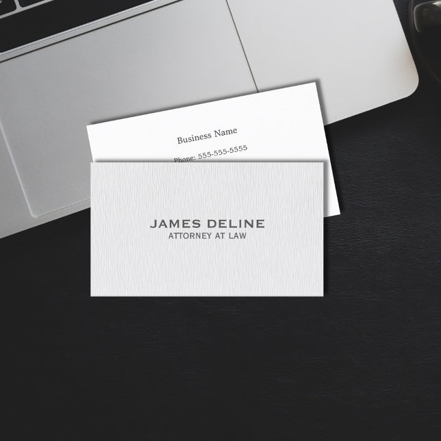Simple Clean Texture White Attorney Business Card (Creator Uploaded)