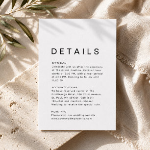 Simple Clean Ultra Minimal Wedding Details Enclosure Card