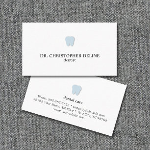 Simple Clean White Blue Teeth Logo Dentist Business Card