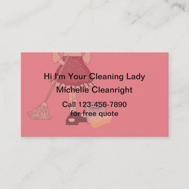 Simple Cleaning Lady Business Cards (Front)