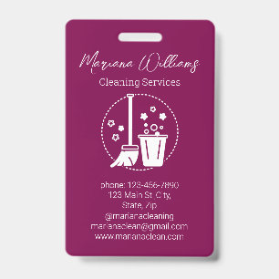  simple cleaning services logo black chic red ID badge