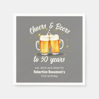 Simple Clinging Glasses Cheers Beers to 50 Years Napkin
